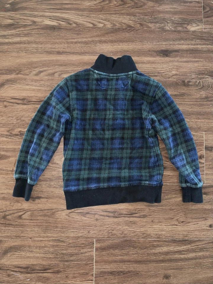 Polo Ralph Lauren Pullover Cremallera Cuarto Niños 4T Verde Azul Marino Cuadros Polar Suéter Foto 4 de 4