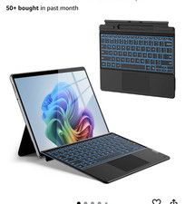 ORDA Keyboard Folio Case for Surface Pro 11/10/9/8/X 13" Black Backlit