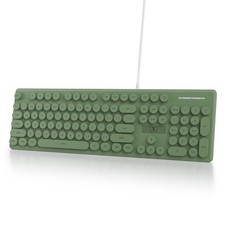 Dark Green 104 Keys Full Size Wired Computer Retro Typewriter Keyboard LED