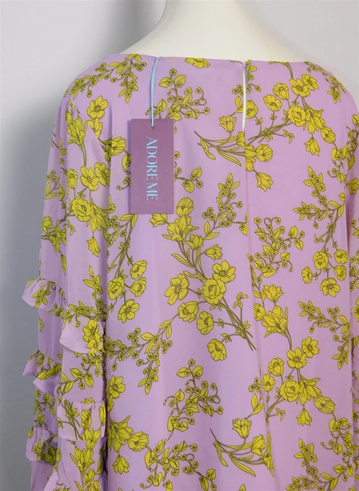 Blusa para mujer ADORE ME amarilla lavanda floral mangas con volantes talla XL nueva con etiquetas Foto 4 de 4