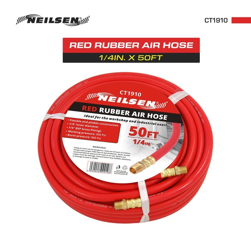 15M 50ft Air Line Rubber Hose Air Line Compressor Tools 1/4"" BSP Brass Connector