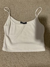 Brandy Melville Women's White Ribbed Cami Tank Top One Size