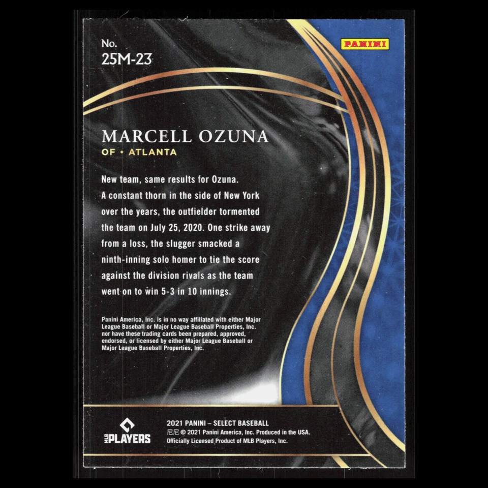 Marcell Ozuna #25M-23 2021 Panini Select Atlanta Braves Baseball Card MLB - Image 2 of 3