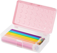 Plastic Pencil Box, Large Pencil Case, Clear Pencil Boxes with Snap-Tight Lid,