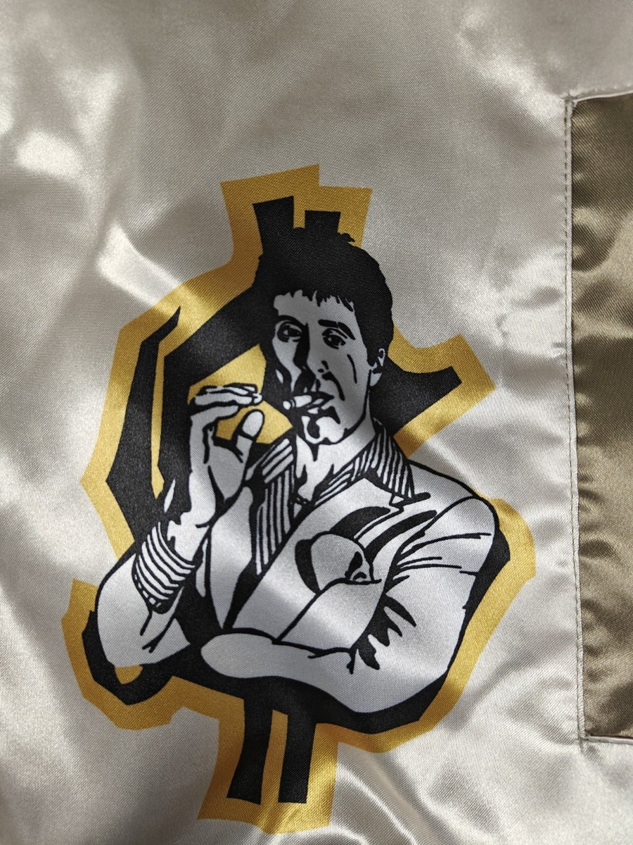 Reason Men's Scarface Tony Montana Varsity Jacket Size Large Gold