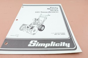 Simplicity Model 555 Snowthrower Parts Manual TP-1085