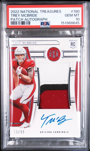 Trey McBride 2022 National Treasures RC Patch Auto RPA /99 #180 PSA 10 Gem Pop 2