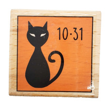 Studio G-Halloween Black Cat 10-31 Wood Mounted Rubber Stamp