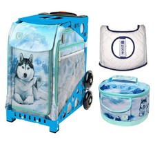 Zuca Sport Bag - Husky with Husky Lunchbox and White Seat Cover Blue Frame