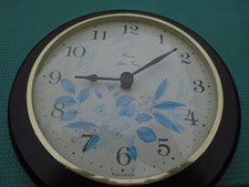 Vintage Hanson Arden Forest round wooden wall clock floral print made Britain