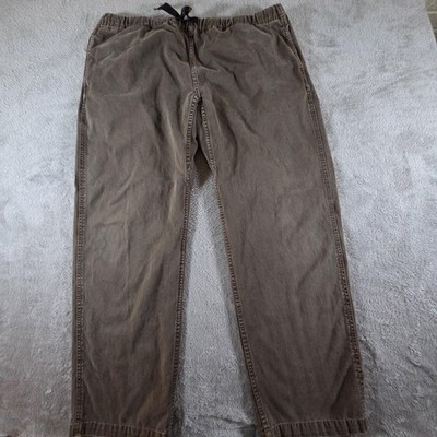 Gramicci Pants Mens 38x32 Brown Cotton Elastic Waist Belted Chino Relaxed