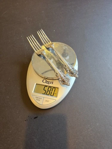 (2) GRAND BAROQUE by Wallace Sterling Silver Dinner Forks 8 in