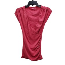 Michael Stars Women's Y2K Dark Fuchsia Lurex Ruched Side Surplus Top One Size