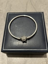 Pandora Silver Snowflake Clasp Charm Bracelet Bangle Limited Edition 17cm