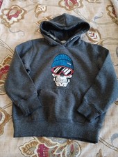 Boys Dark Grey KANGAROO POO Hoodie Age 5/6 With Skull Motif