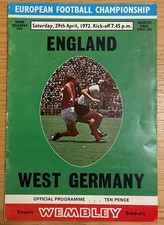 England v West Germany Football Programme European Championship 29 April 1972