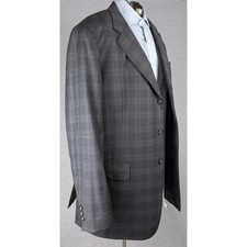 Bespoke Loro Piana Super 120s Wool Blazer Grey Plaid Sport Coat 40R Italy