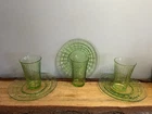 VTG, Uranium Glass, (3) Salad Plates &  (3) Glasses. Used!