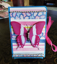 BUTTERFLY Junk Journal Handmade Book Mini Album w/ Pockets Ephemera 6.25"x4.5"