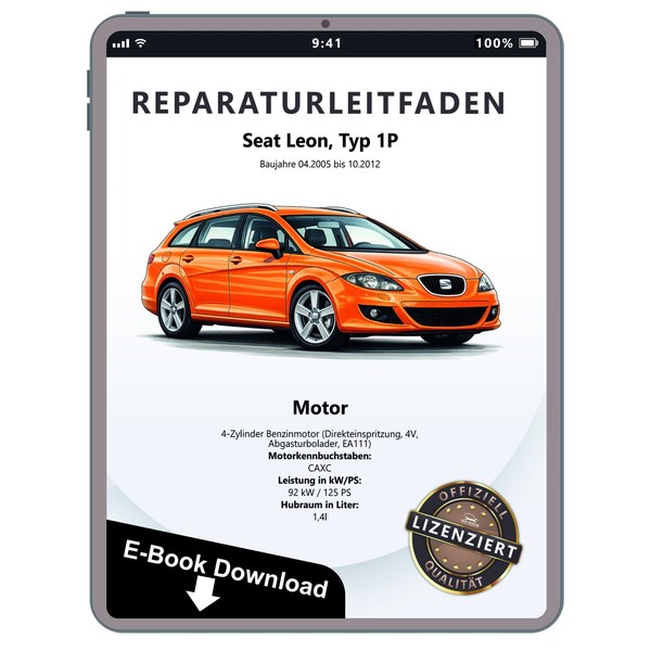 Seat Leon 1P 2005-2012 4-Zyl. Benzinmotor 4V 125 Ps Reparaturhandbuch Download-image