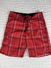 O'Neil Hybrid Series Board Shorts Men's 34 Red Plaid Swim