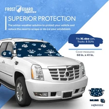 FrostGuard Vortex Premium Winter Windshield Cover - Puppy Paws, XL