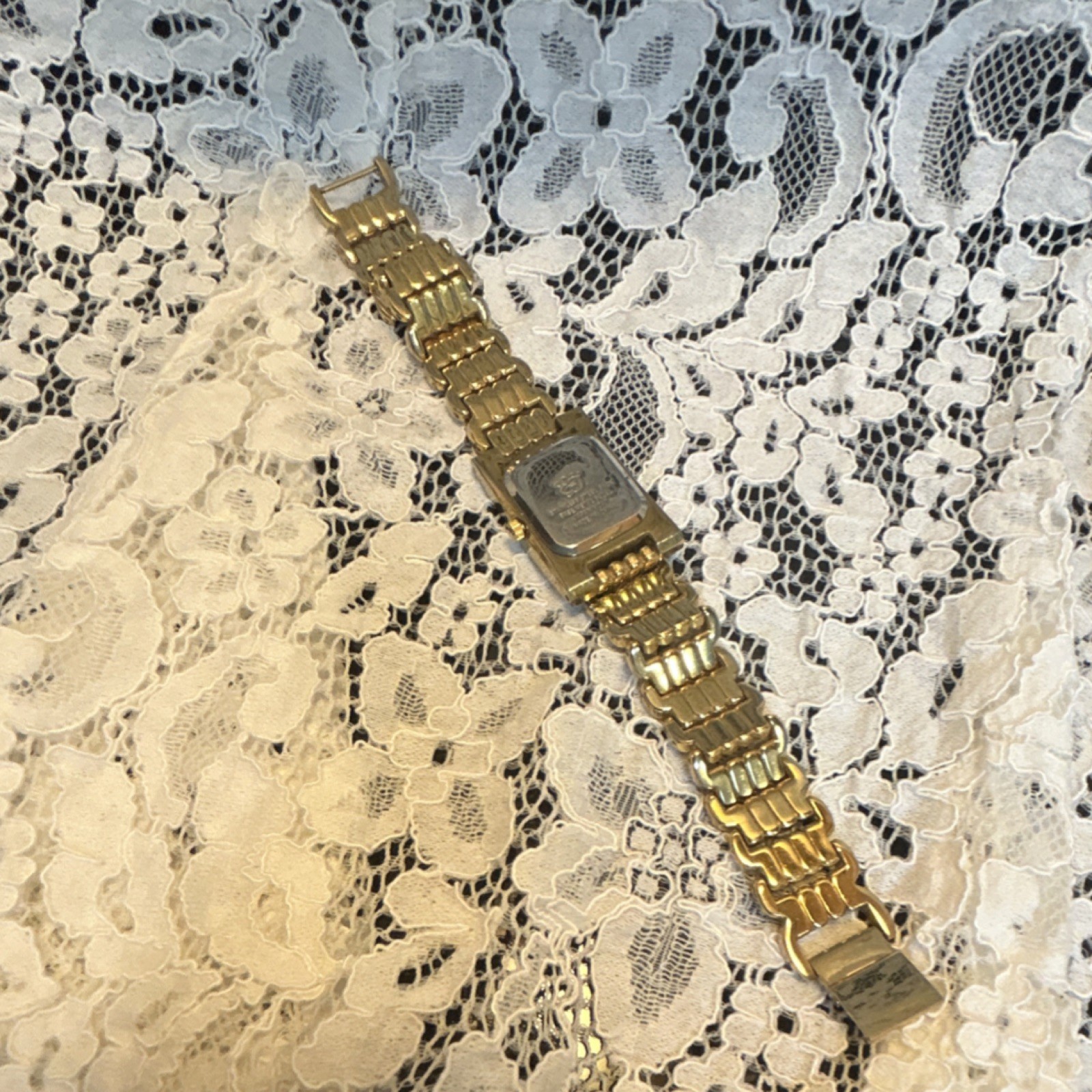 Gold Rectangular Analog Wristwatch Silver Dial Me… - image 5