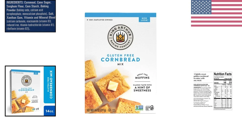 Mezcla integral de pan de maíz sin gluten - 14 oz, juego de 6 para hornear sin esfuerzo Foto 2 de 4