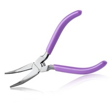 SPEEDWOX Mini Bent Chain Nose Pliers For Jewelry Making, Wire Medium, Purple