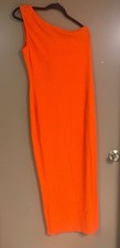 Fashion Nova women’s plus size orange bodycon one shoulder midi dress