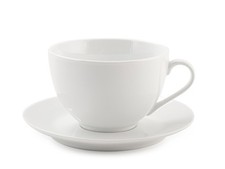 H&H Sweden Fr&uuml;hst&uuml;ckstasse aus wei&szlig;em Porzellan mit Unterteller, Ml450