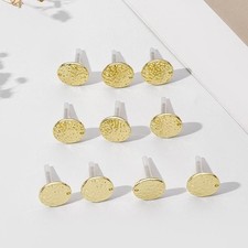 8Pairs Gold Tone Alloy Hammered Round Earring...