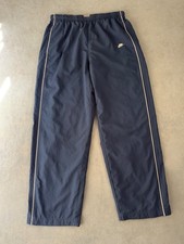 Vintage Nike Track Pants Navy Blue Windbreaker Lined Embroidered Swoosh Men's L