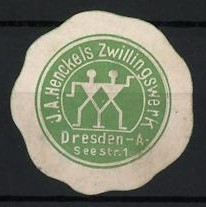 Reklamemarke Dresden, J.A. Henckels Zwillingswerk, Zwillinge-Symbol 