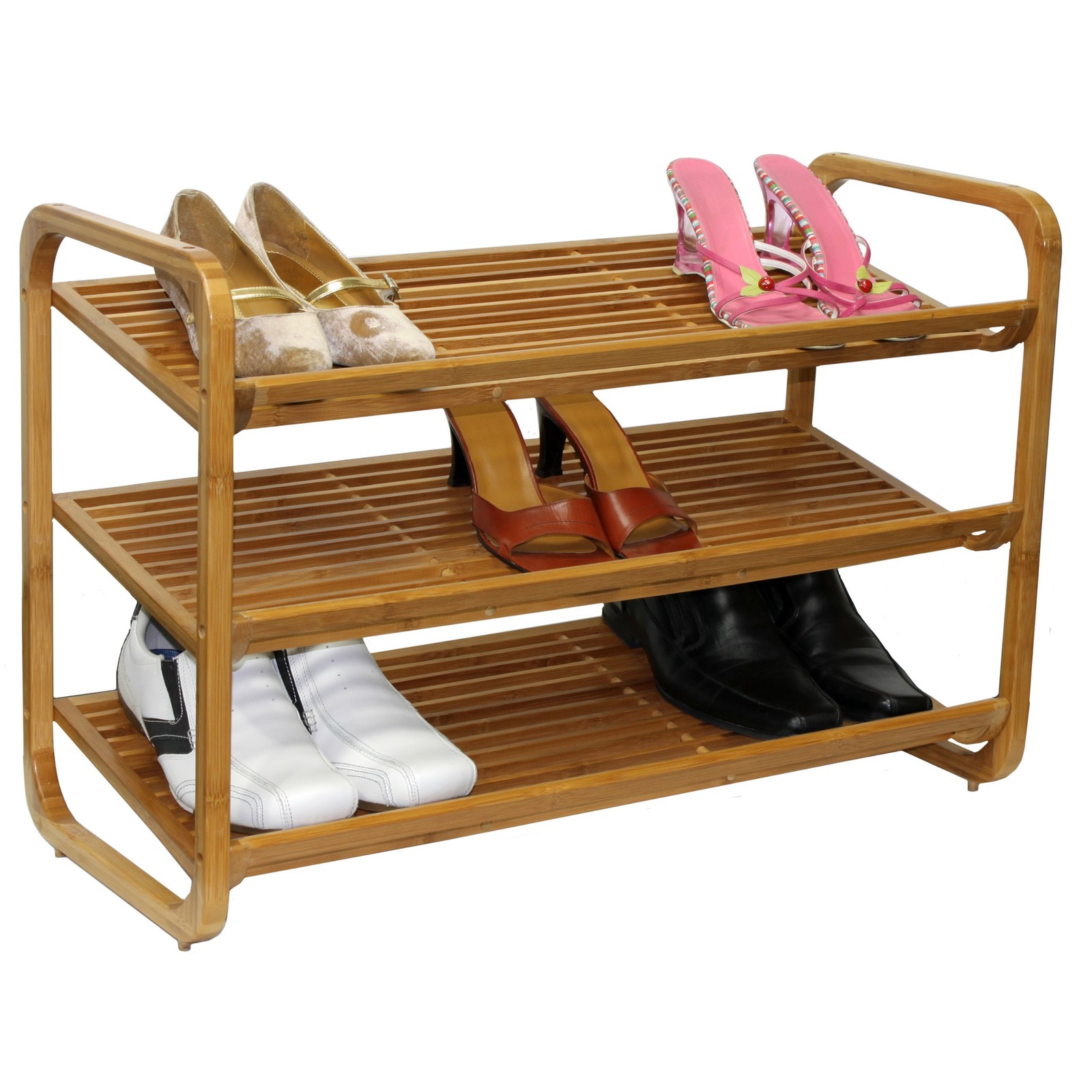 3-Tier Brown Bamboo Shoe Rack for Organized Storage
