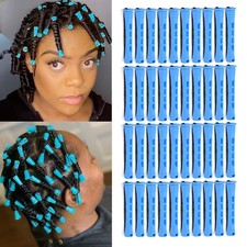 40pcs Perm Rods Set for Natural Hair Blue Plastic Cold Wave Rods Hair Curling.