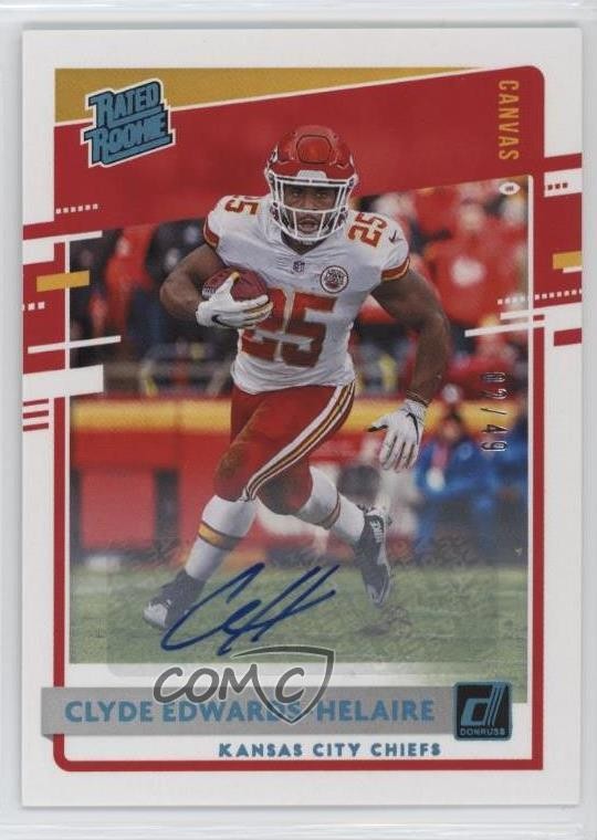 2020 Panini Donruss Rated Canvas 2/49 Clyde Edwards-Helaire Rookie Auto RC 06l3