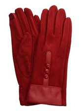 Womens Soft Red Button Stretch Fit Texting  Tech Touchscreen Gloves