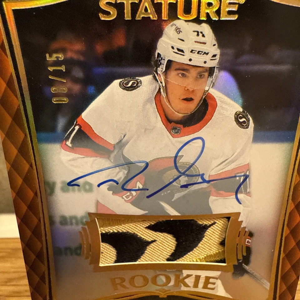 Ridley Greig 2023 24 Upper Deck Stature Rookie Autograph Auto Patch Logo /15 RC - Image 2 of 4