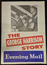 RARE Original BEATLES George Harrison Birmingham Evening Mail Newspaper Poster