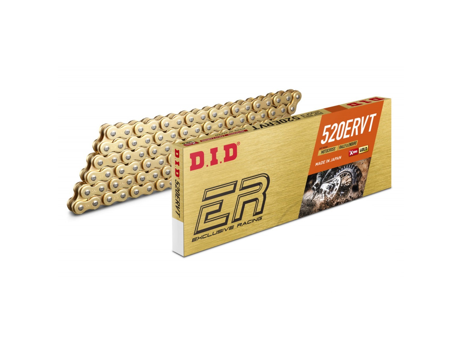 Did 520 Ervt G&G X-Ring Motorcycle Chain Gold Open with Rivet Lock 116 Links
