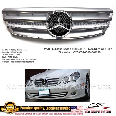 C63 Style Grille Silver-Chrome Star 2001 2002 2004 2005 2006 C240 C230 C320