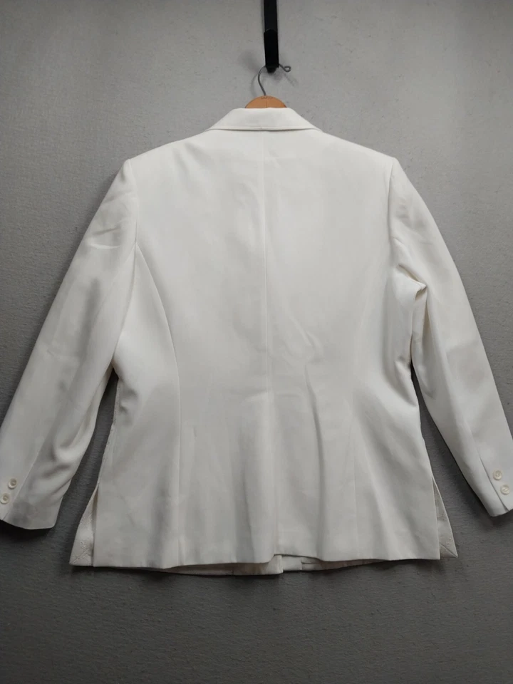 Chaqueta Blazer Preston & York Elegante Para Mujer 18 Blanco Forrado Secuencia Acentos Foto 3 de 4