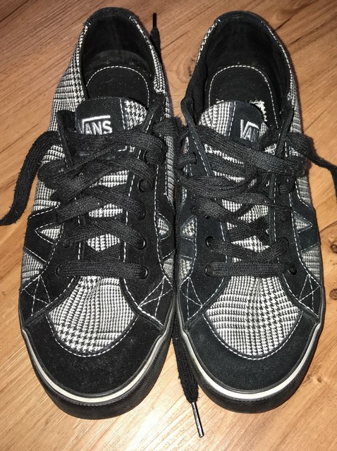 Vans Tory Black and White Houndstooth lace up sneakers Women size 9 M Plaid | eBay