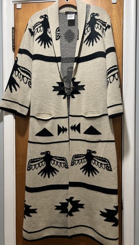 Vertigo Southwest Tribal Cardigan Pullover Mantel Duster Thunderbird Strick Gr. L
