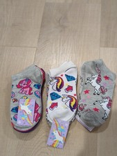 GIRLS LOW CUT SOCKS 9 PAIRS UNICORNS STARS VARIED COLORS SIZE 6-8 New 3pks of 3