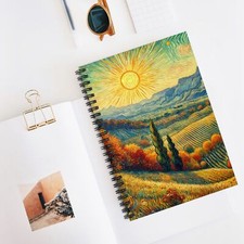 Van Gogh Sunset Spiral Notebook, Artistic Journal, Ruled Line Notepad,