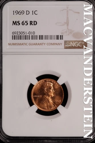 1969-D Lincoln Memorial Cent - NGC MS 65 RD - Choice Gem Brilliant Unc  #SLG317