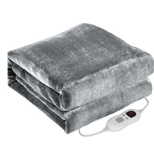 Mia&Coco Heated Throw Blanket - 50"x60" Flannel Electric Blanket, 6 Heat Levels, 10-Hour Auto-Off, Fast Heating, Overheat Protection, Machine Washable, Soft Heated Blanket For Home And Office (Gray-553074