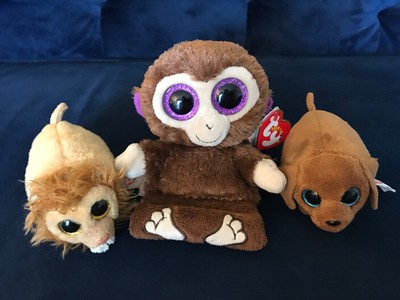 3 Ty Beanie Boos Peek A Boo Phone Holder And 2 Mini Boos Chimp